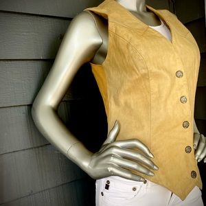 SALE Vintage 80’s WILSONS LEATHER yellow leather suede vest